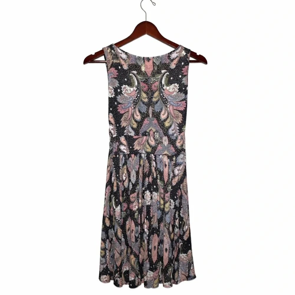 Maeve Anthropologie Womens Leslie Midi Paisley Faux Wrap V-Neck Dress Black S - Picture 6 of 9